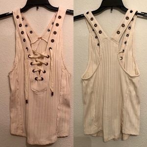 Free people, racer back, tie up tank